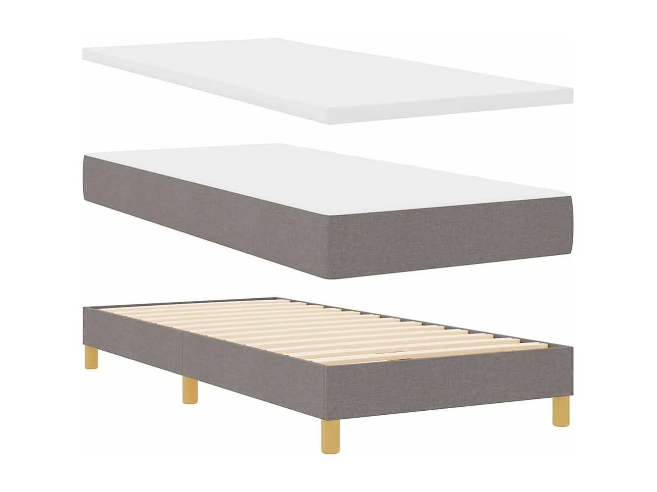 Cama de solteiro-Cama de adulto-Cama Box com colchão Cinzento-acastanhado 90 x 190cm tecido SHL670702