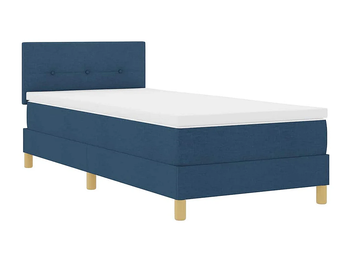 Cama de solteiro-Cama de adulto-Cama Box com colchão com cabeceira Azul 80 x 200cm tecido SHL310807