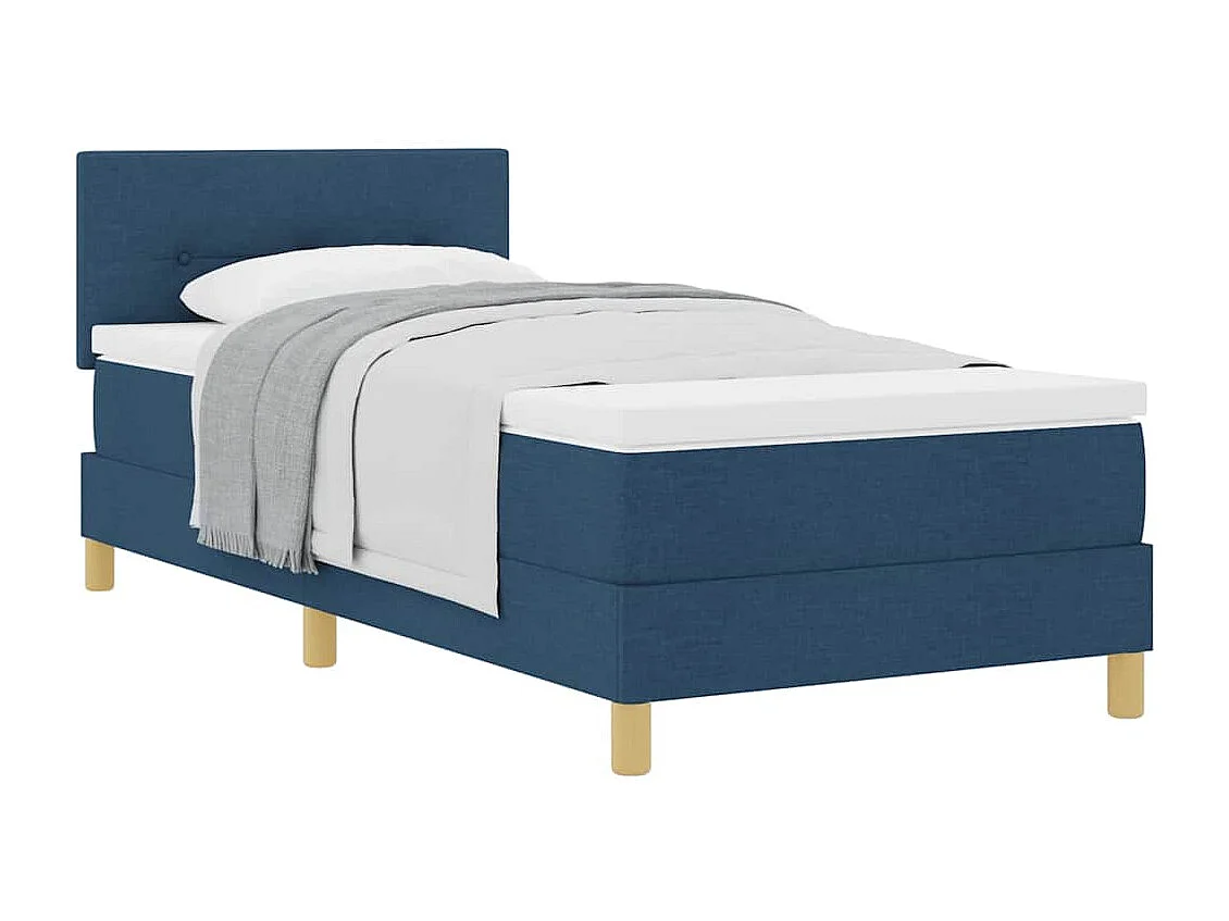 Cama de solteiro-Cama de adulto-Cama Box com colchão com cabeceira Azul 80 x 200cm tecido SHL310807