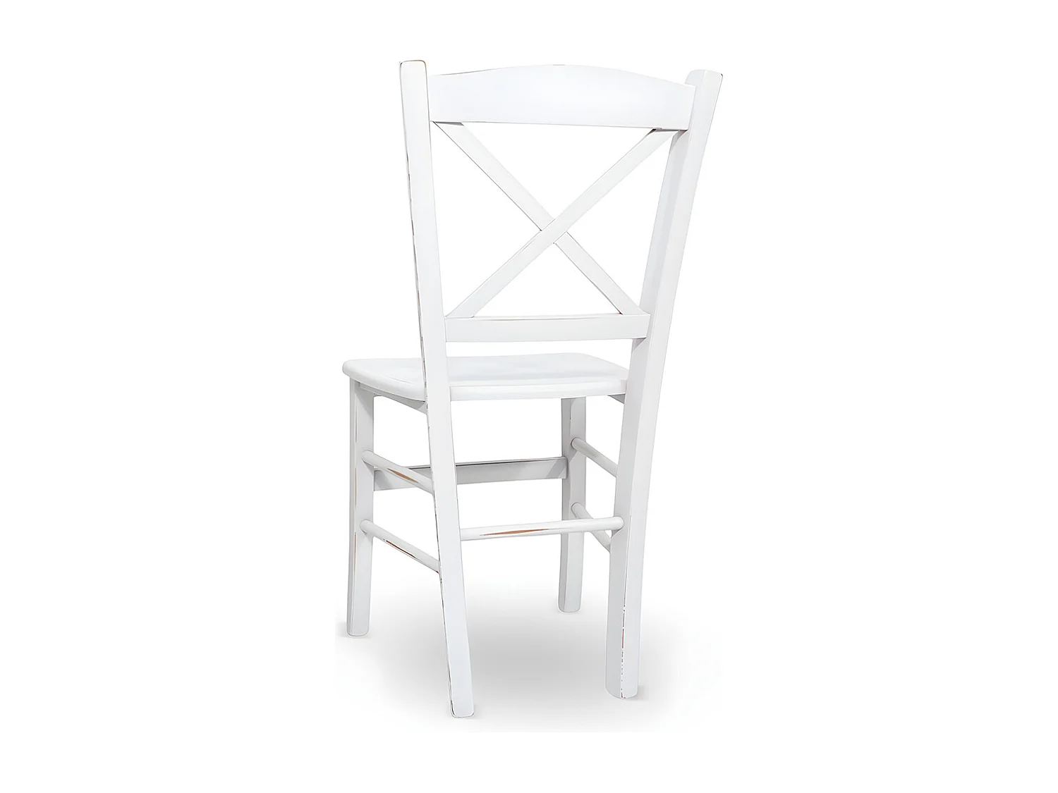 Chaise de salle à manger Venezia Cross en bois blanc vieilli avec finition cerisier
