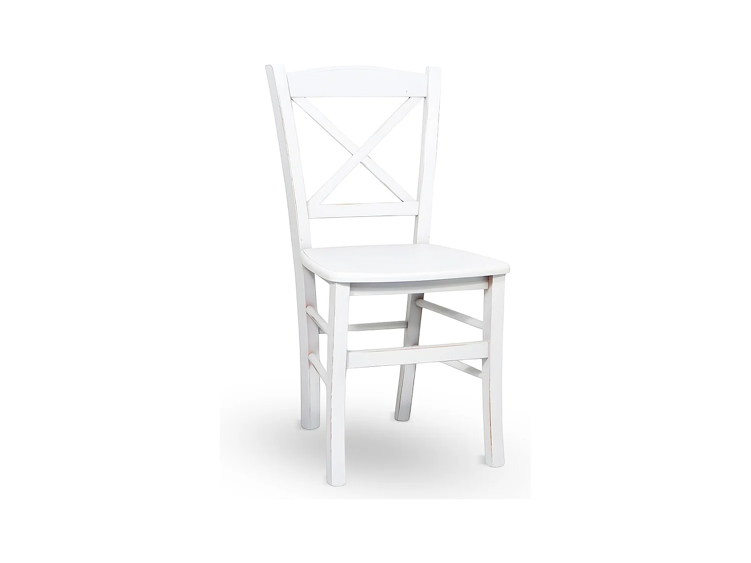 Chaise de salle à manger Venezia Cross en bois blanc vieilli avec finition cerisier