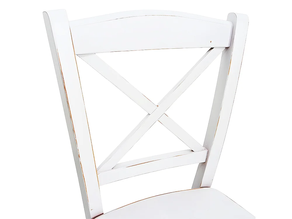 Chaise de salle à manger Venezia Cross en bois blanc vieilli avec finition cerisier