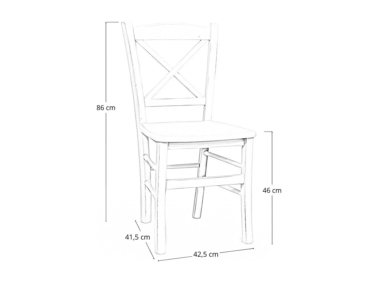 Chaise de salle à manger Venezia Cross en bois blanc vieilli avec finition cerisier