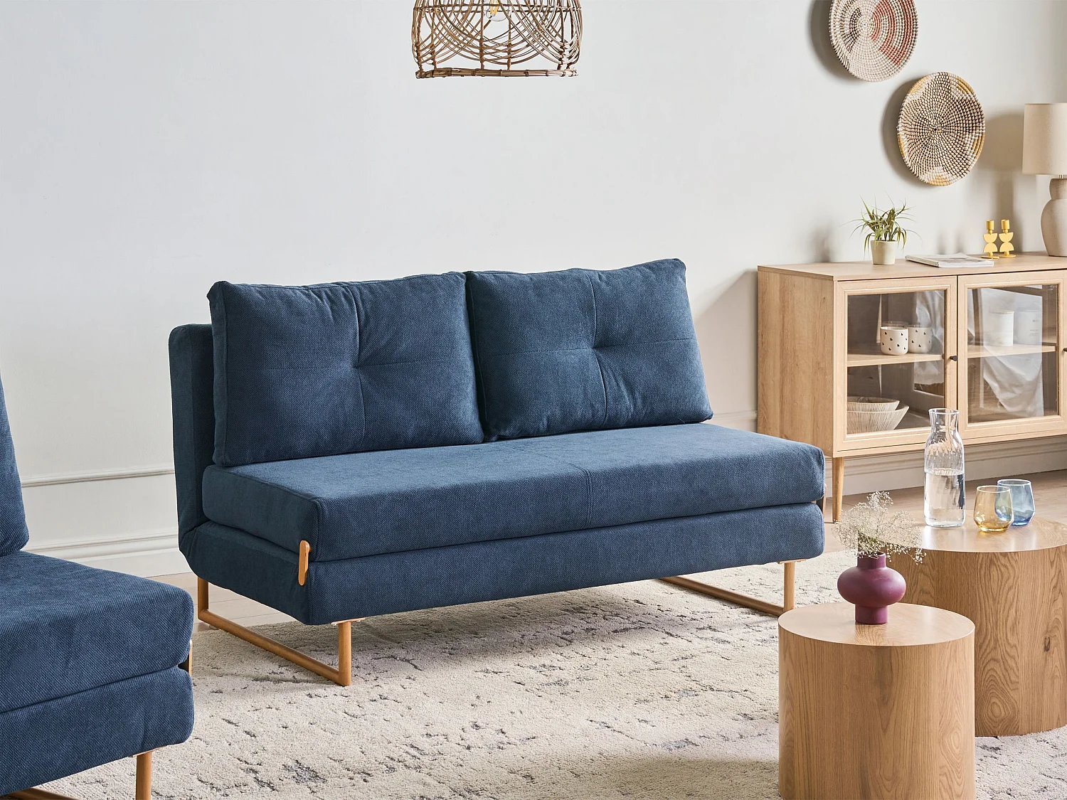Canapé-lit 3 places JERSLEV Tissu Bleu
