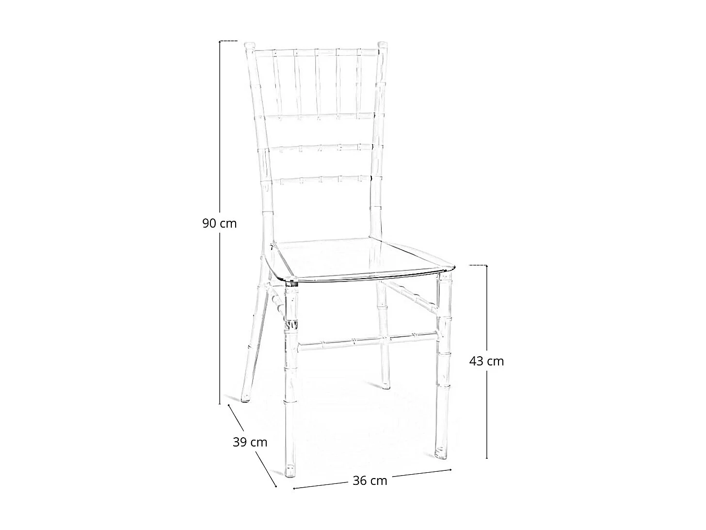 Chaise de salle à manger Chiavarina empilable en polycarbonate transparent pour événements