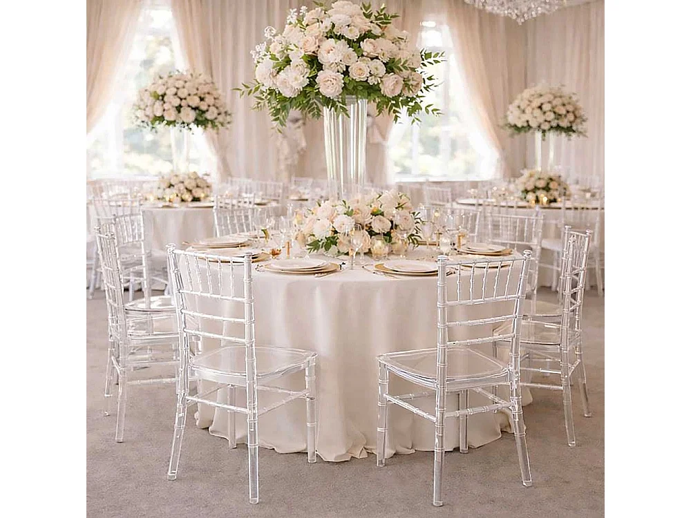 Chaise de salle à manger Chiavarina empilable en polycarbonate transparent pour événements