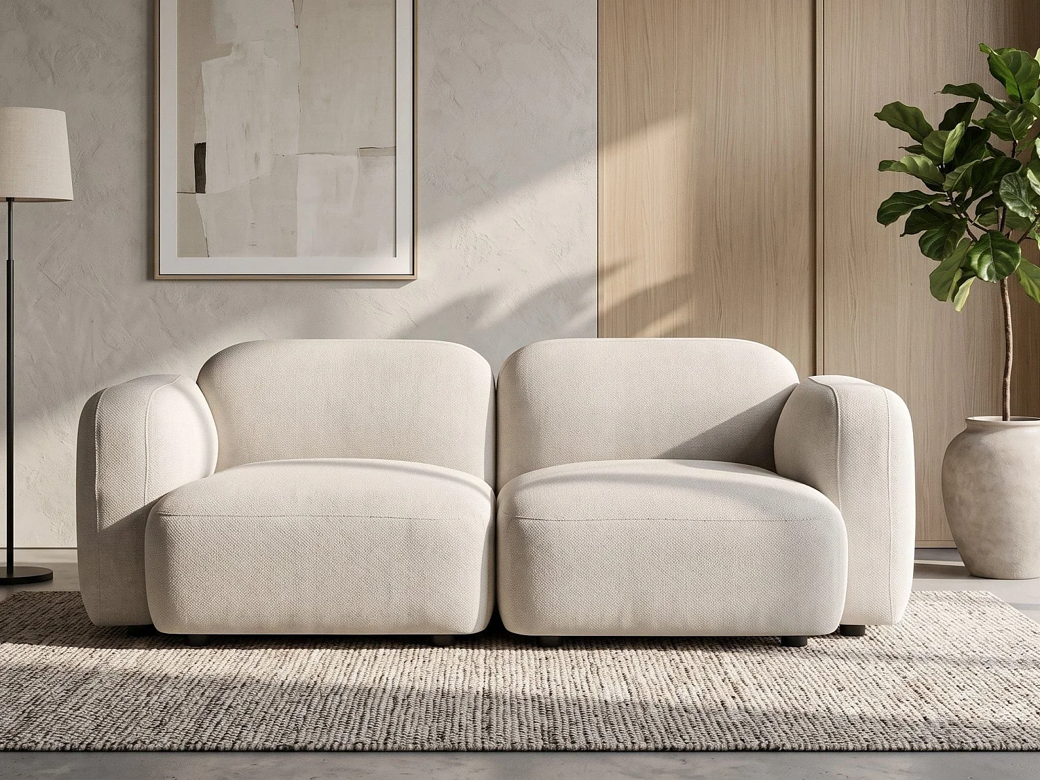 Sofa 3 Seater AFOSS Fabric Light Beige