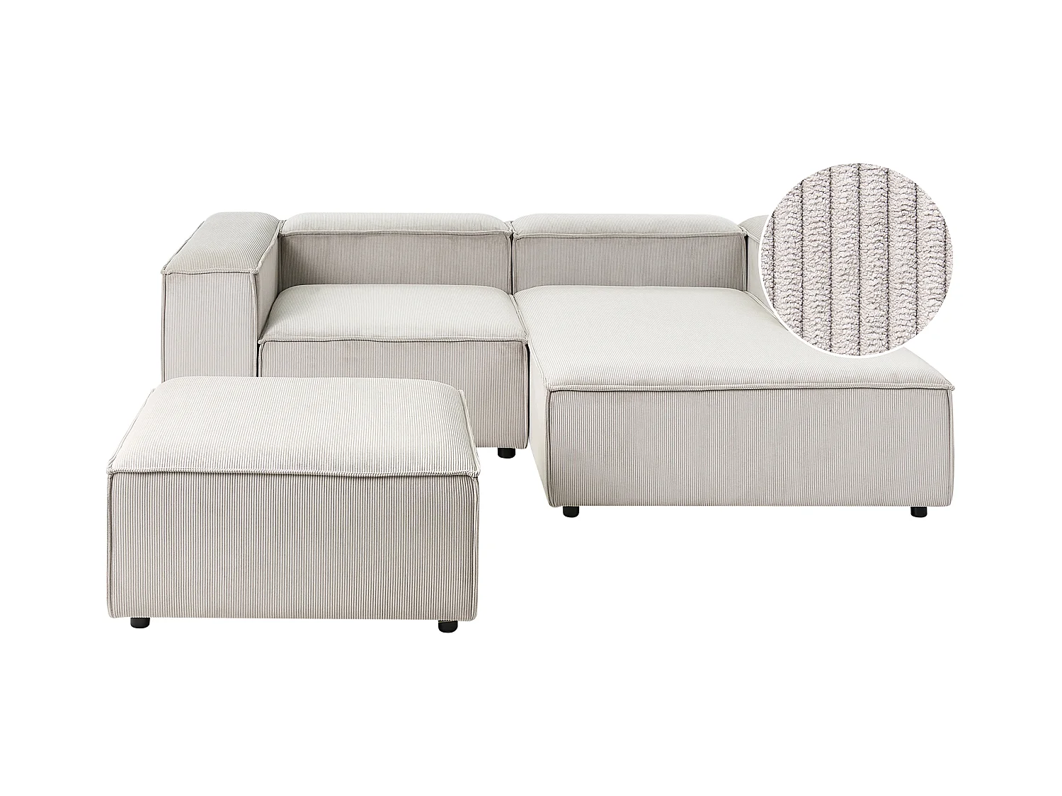 Canapé d'angle modulable 3 places ARDAL Velours côtelé Taupe Côté droite