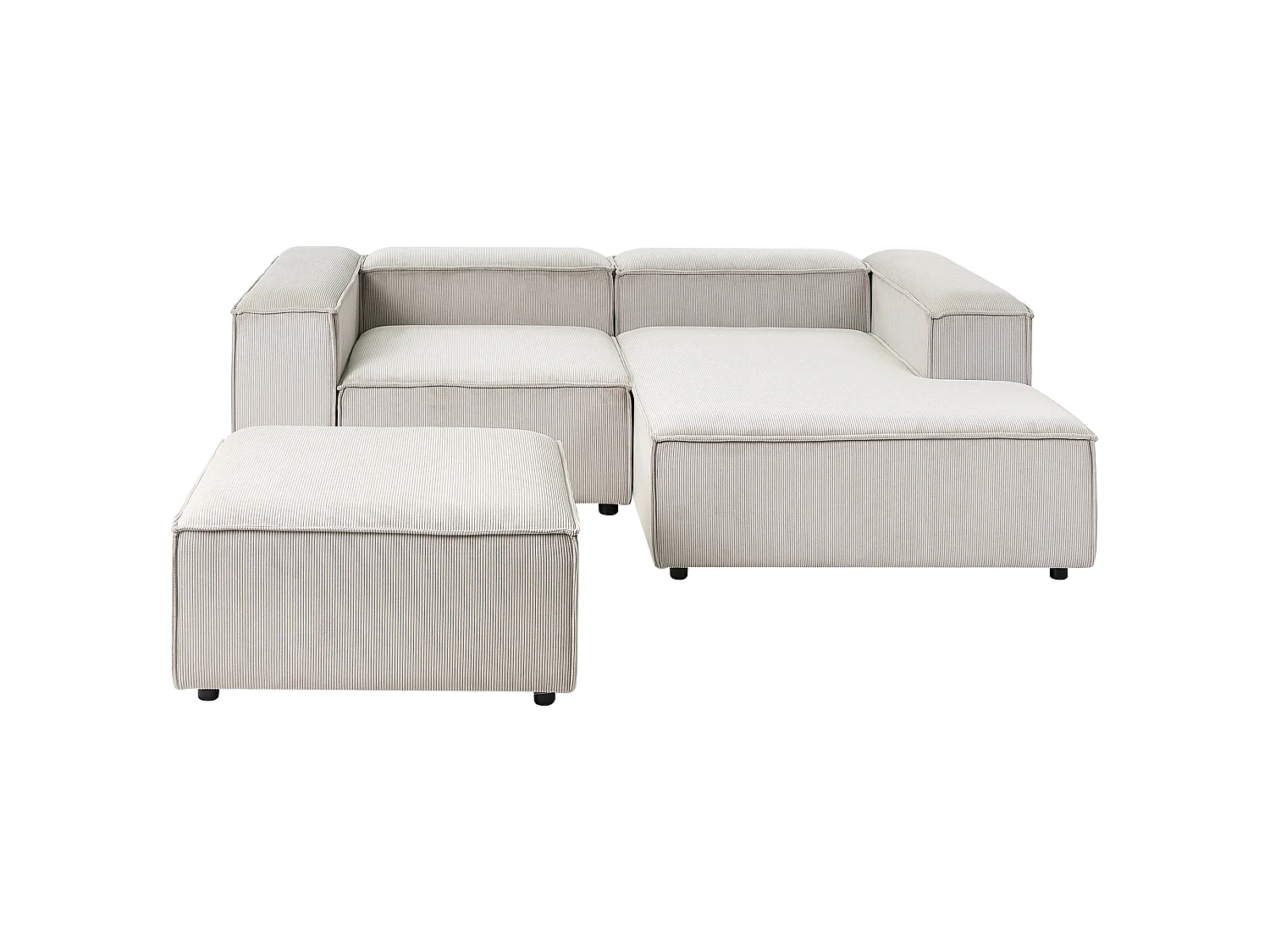 Canapé d'angle modulable 2 places ARDAL avec ottoman Velours côtelé Taupe Côté gauche