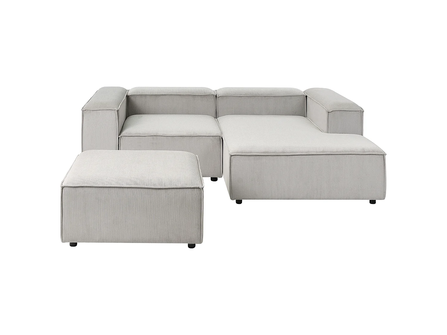 Canapé d'angle modulable 2 places ARDAL avec ottoman Velours côtelé Taupe Côté gauche