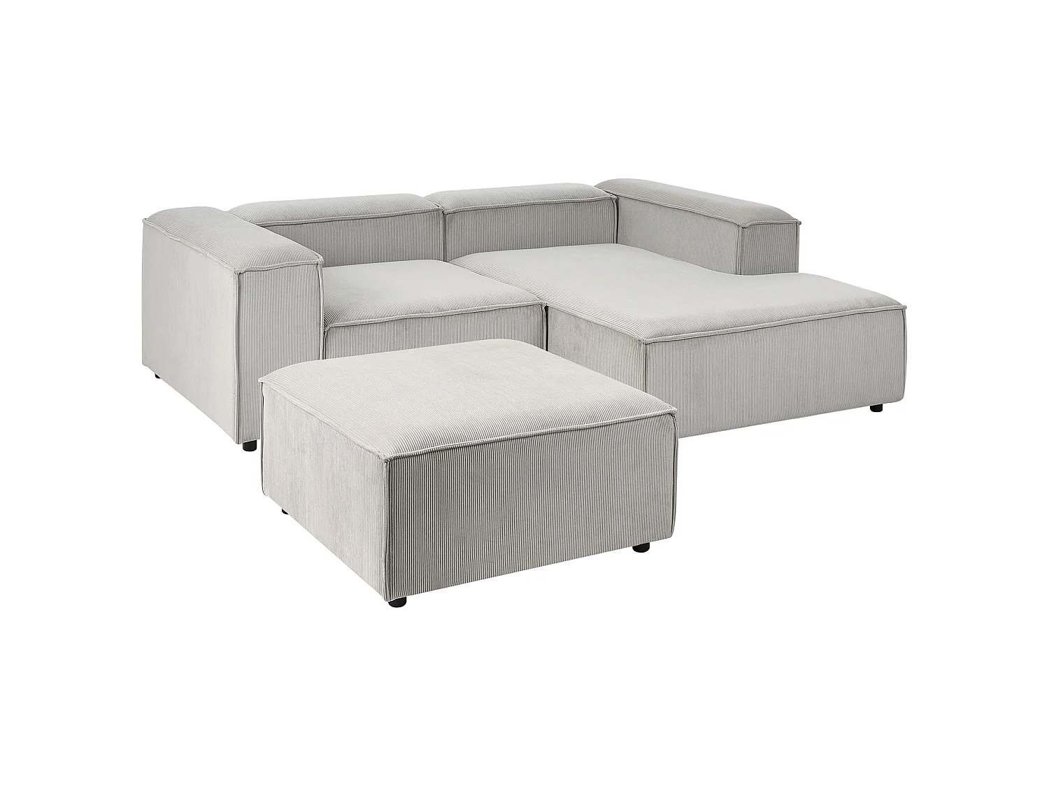 Canapé d'angle modulable 2 places ARDAL avec ottoman Velours côtelé Taupe Côté gauche