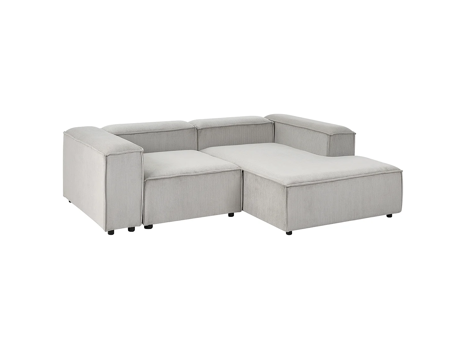 Canapé d'angle modulable 2 places ARDAL avec ottoman Velours côtelé Taupe Côté gauche