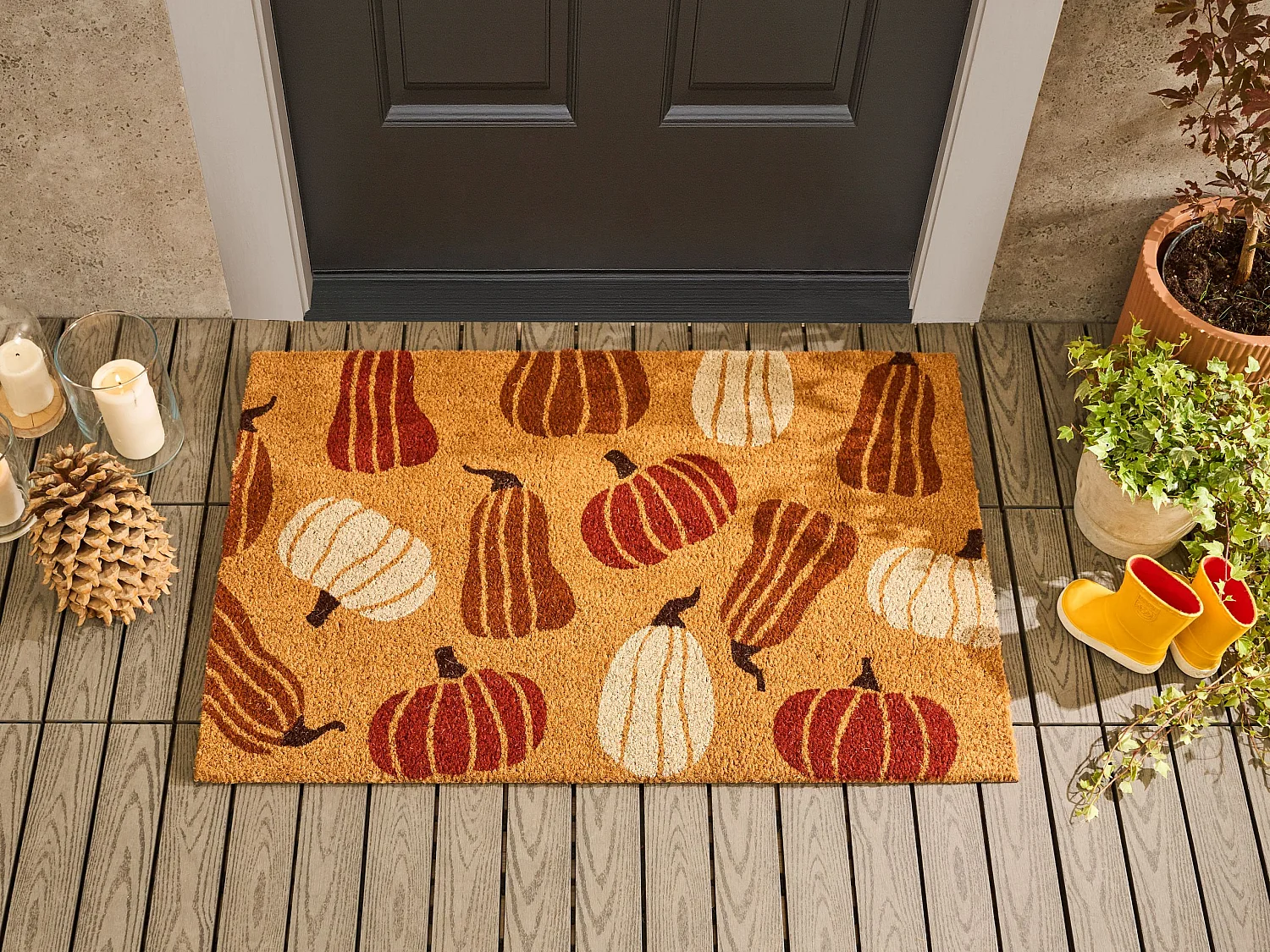 Paillasson PANDIN Multicolore 60 x 90 cm Citrouille Fibre de coco