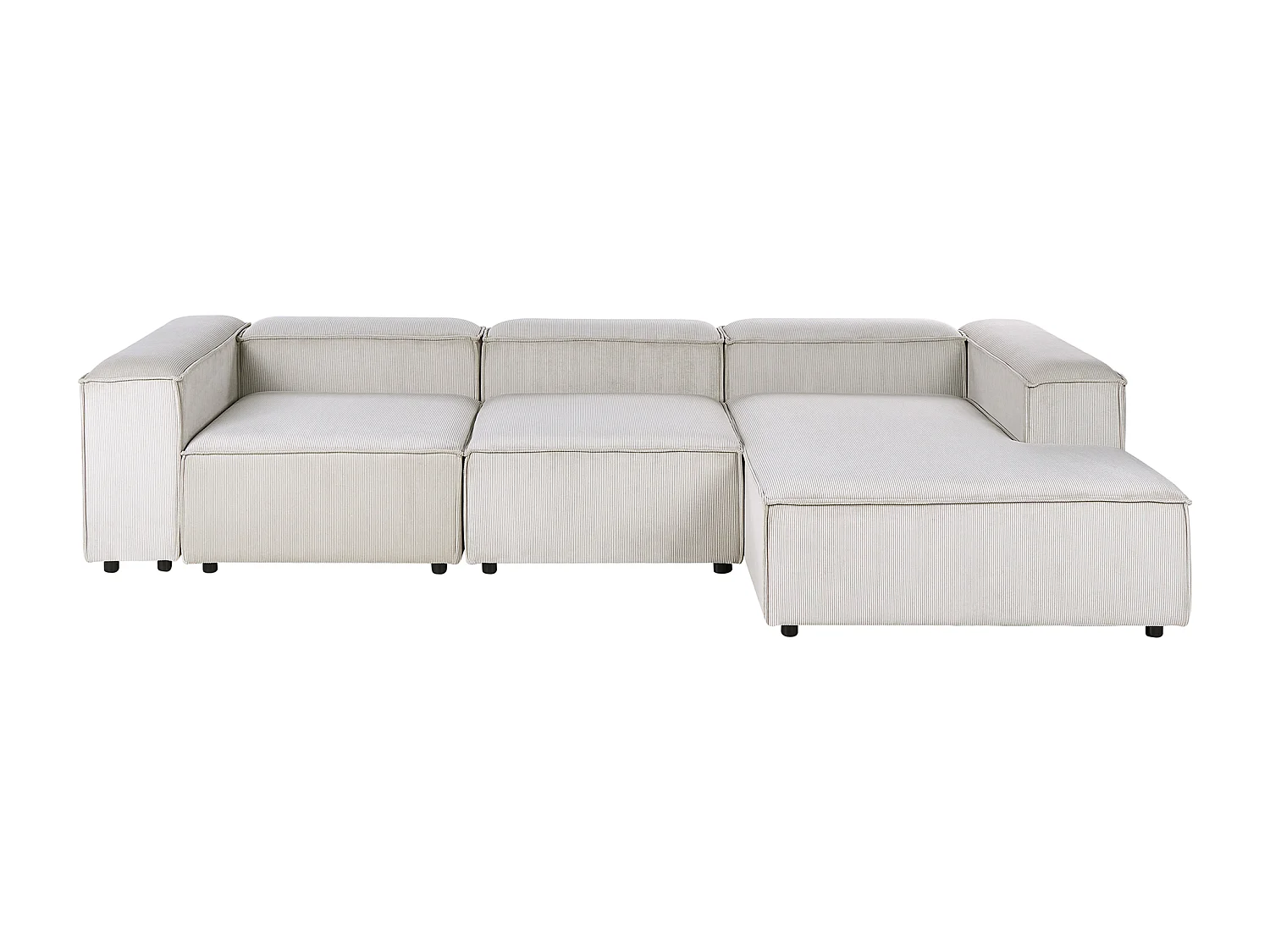 Canapé d'Angle à droite en Velours Côtelé Modulaire 4 Places Pieds Noirs Taupe Ardal