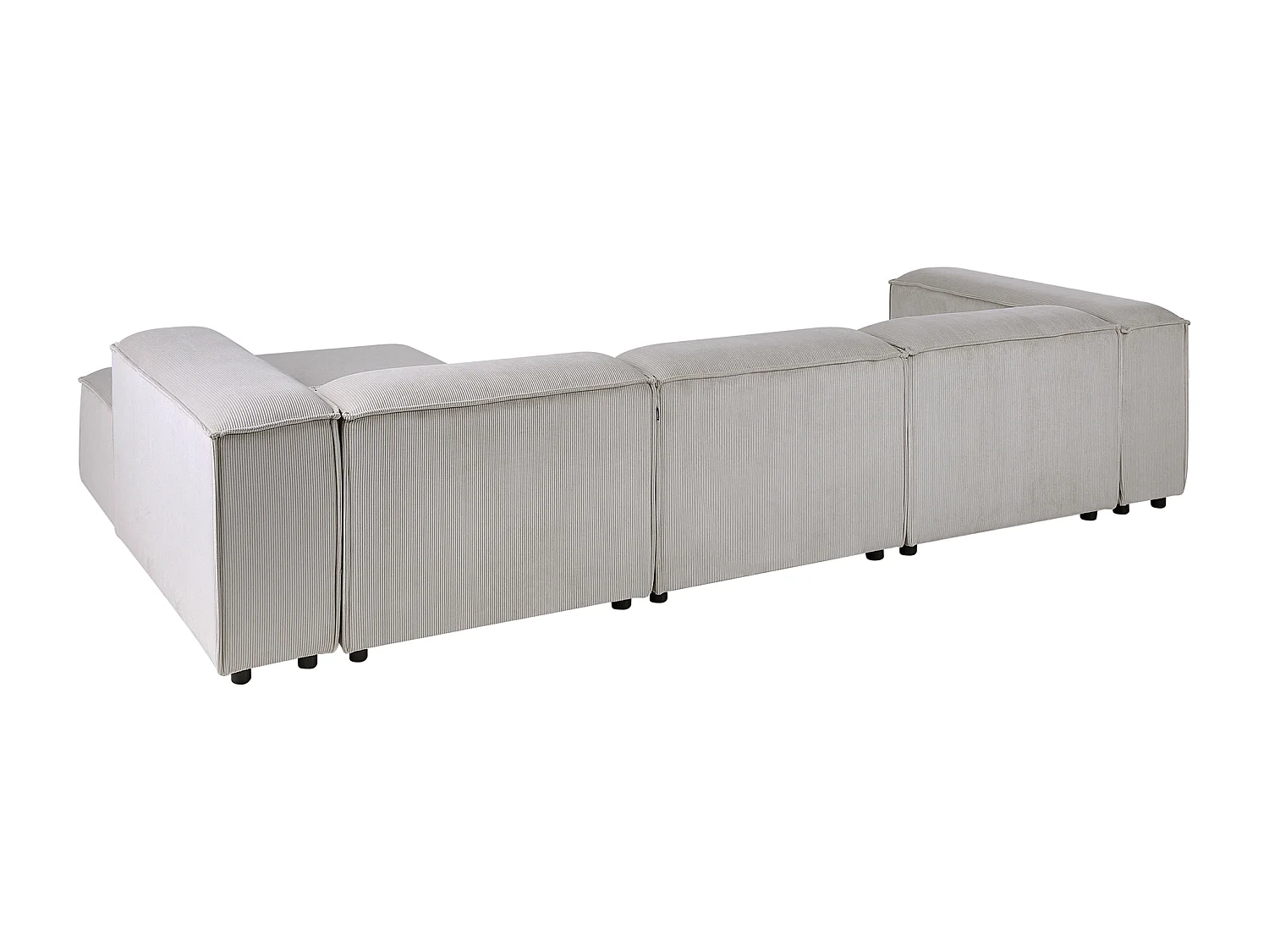 Canapé d'Angle à droite en Velours Côtelé Modulaire 4 Places Pieds Noirs Taupe Ardal