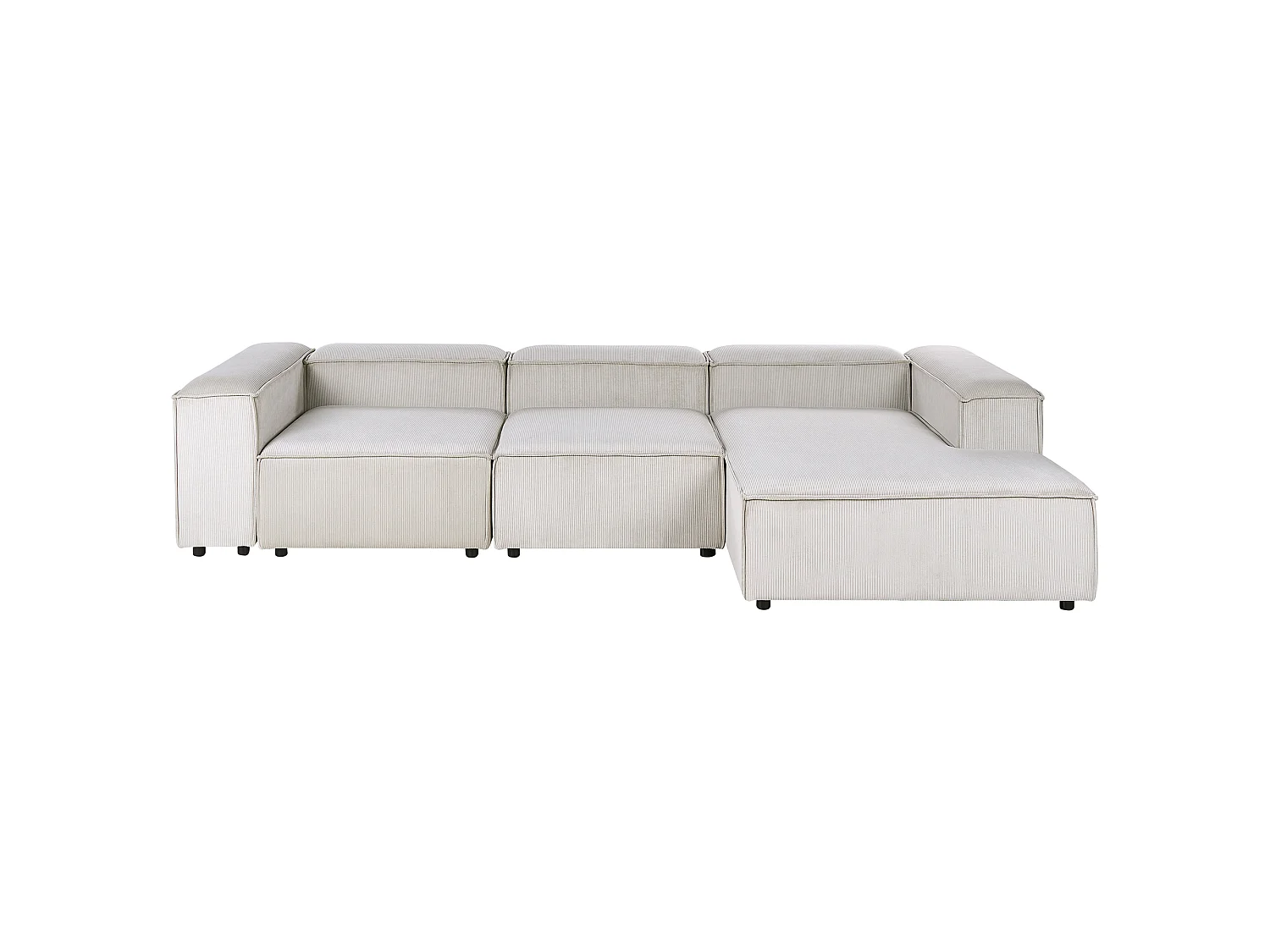 Canapé d'Angle à Gauche en Velours Côtelé Modulaire 4 Places Pieds Noirs Taupe Ardal