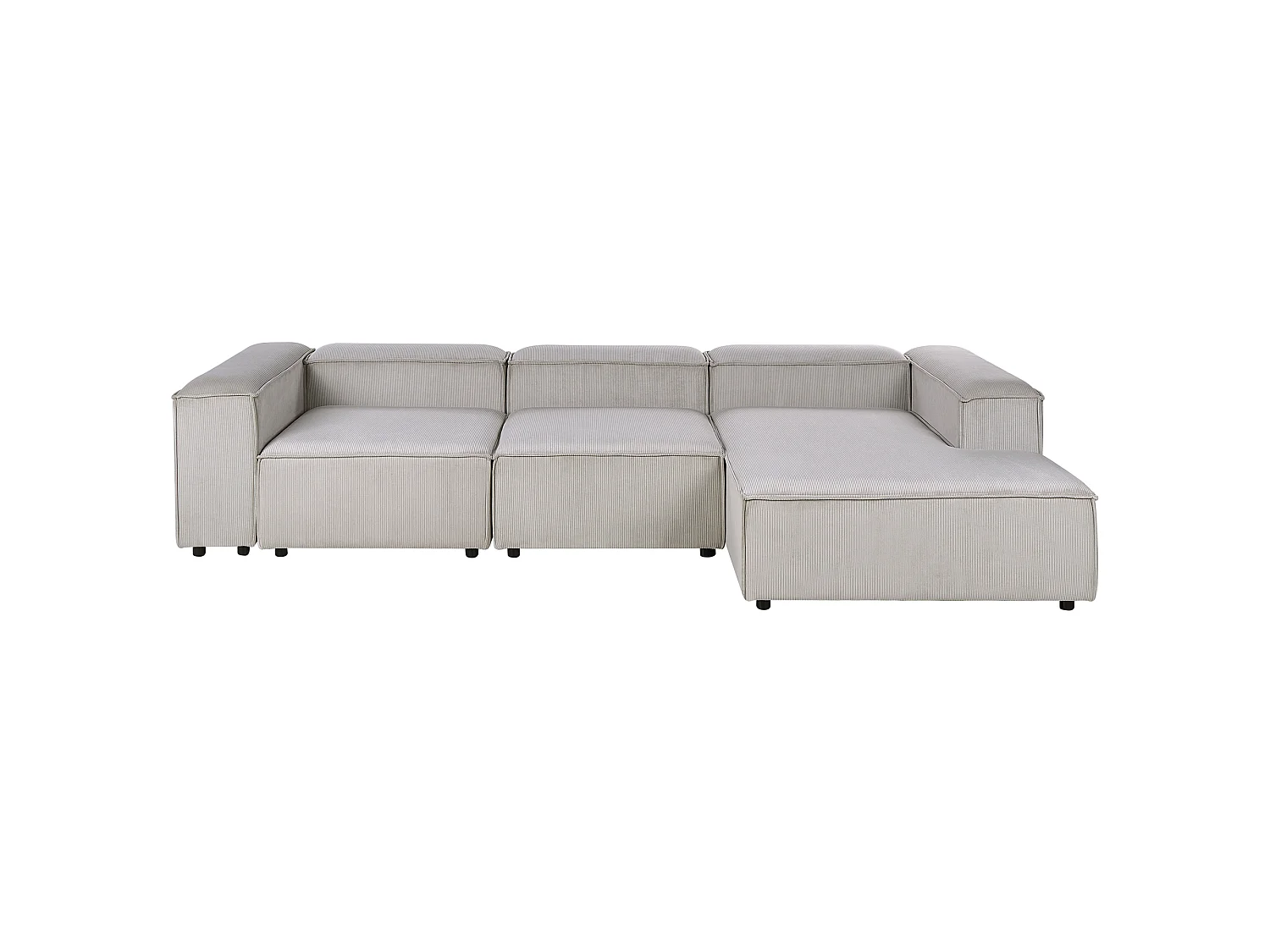 Canapé d'Angle à Gauche en Velours Côtelé Modulaire 4 Places Pieds Noirs Taupe Ardal