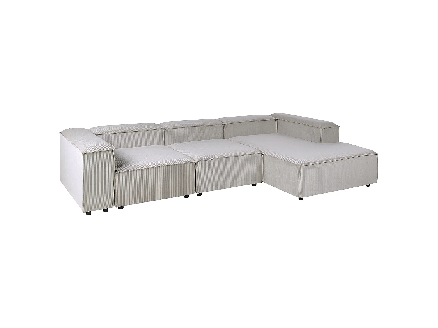 Canapé d'Angle à Gauche en Velours Côtelé Modulaire 4 Places Pieds Noirs Taupe Ardal