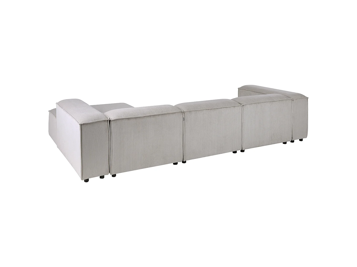 Canapé d'Angle à Gauche en Velours Côtelé Modulaire 4 Places Pieds Noirs Taupe Ardal