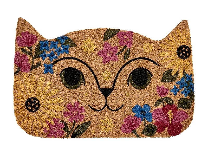 Paillasson CALIRAYA Multicolore 60 x 90 cm Chat Fibre de coco