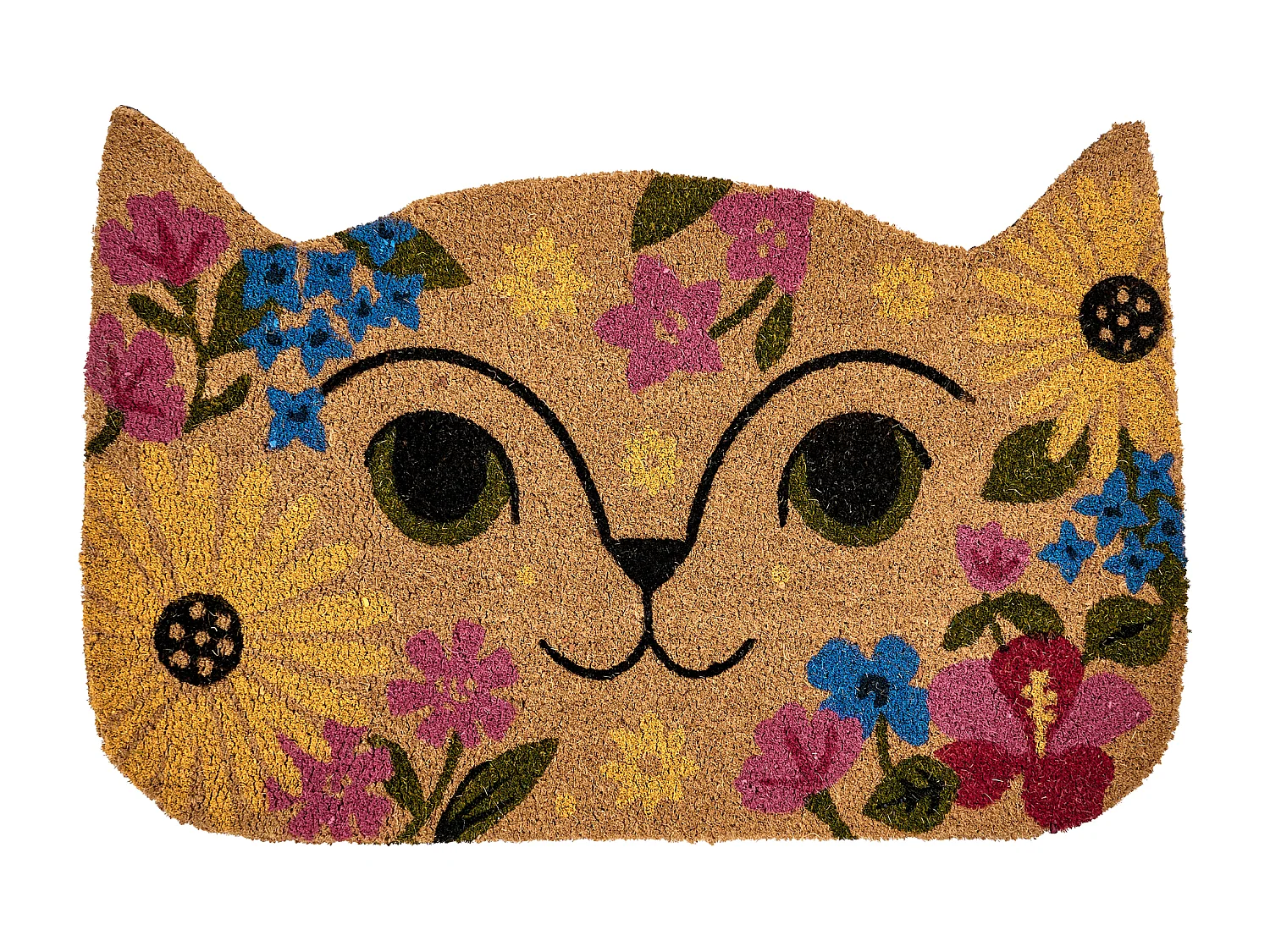 Paillasson CALIRAYA Multicolore 60 x 90 cm Chat Fibre de coco