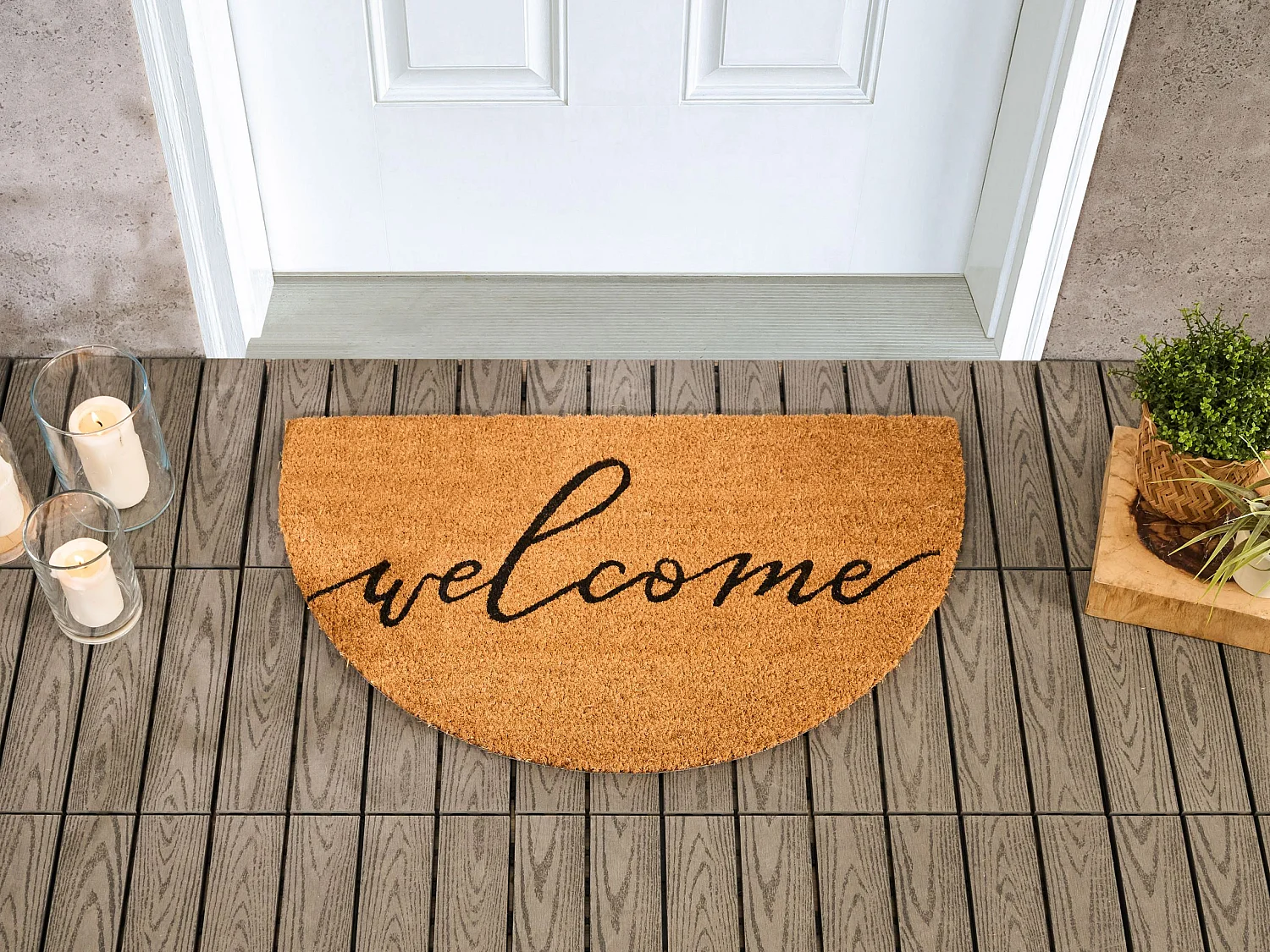 Paillasson AMBUKLAO Naturel 45 x 75 cm Texte Fibre de coco