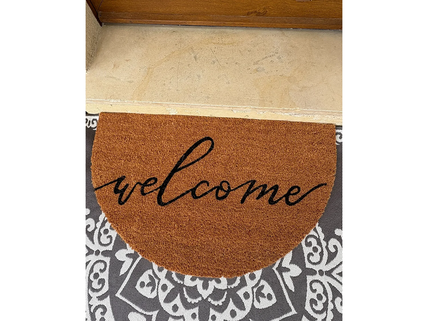 Paillasson AMBUKLAO Naturel 45 x 75 cm Texte Fibre de coco