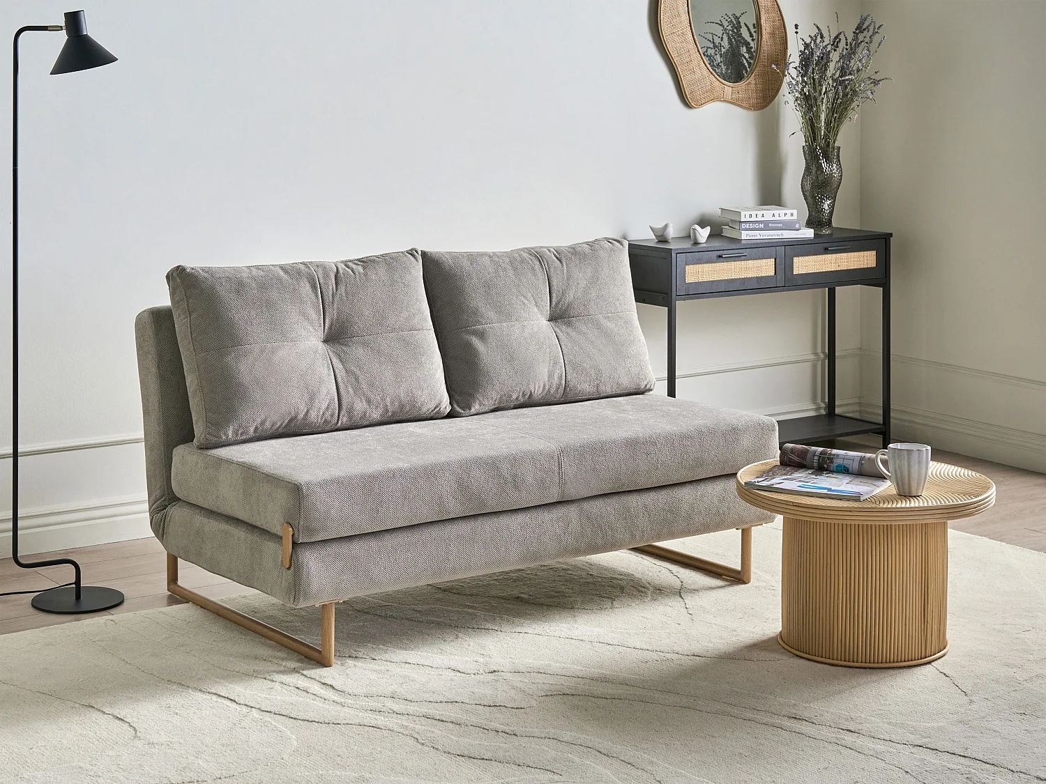 Canapé-lit 3 places JERSLEV Tissu Gris