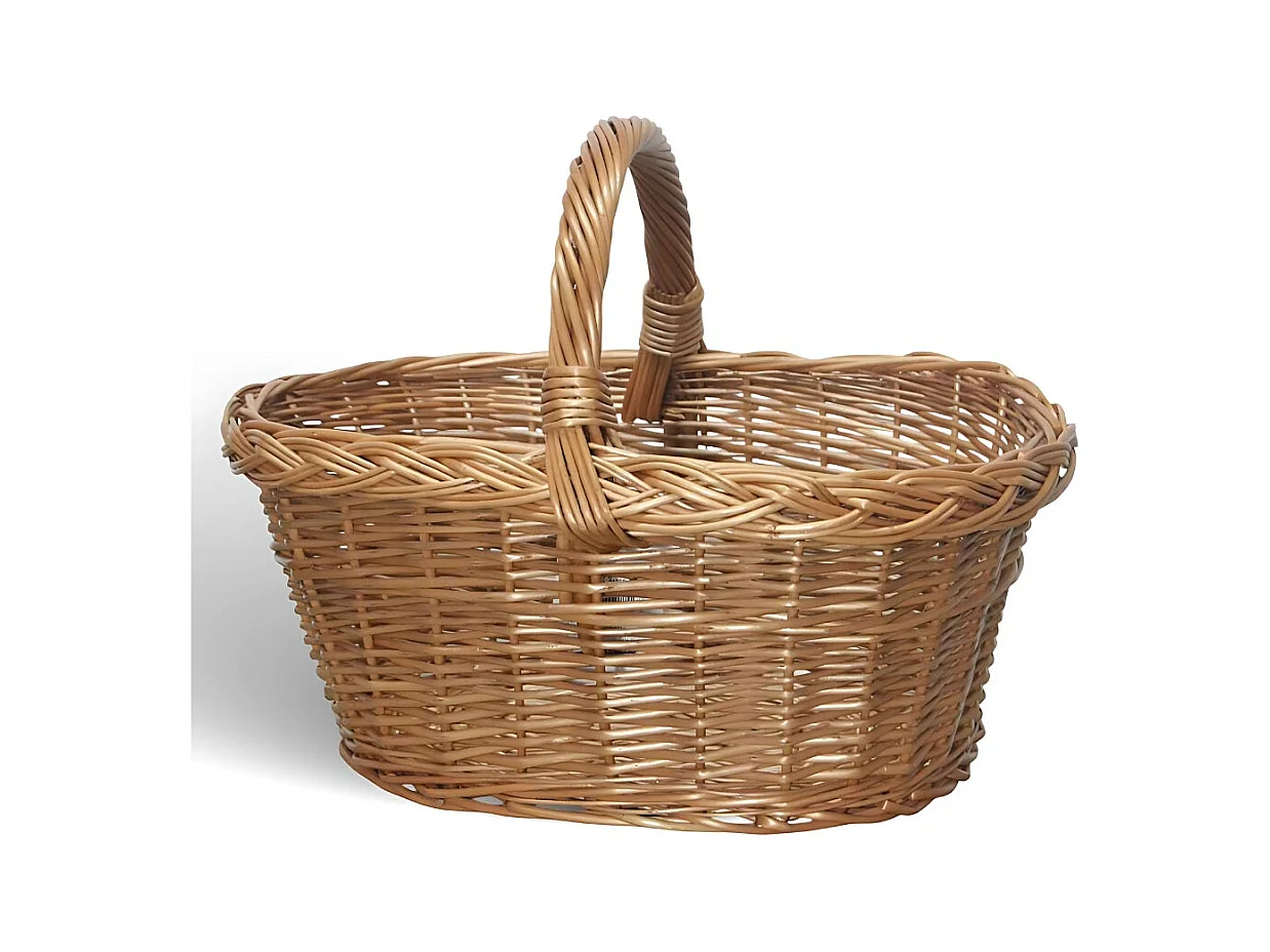 Cesta de almacenamiento de mimbre ovalada con asa tejida Laura Panaro