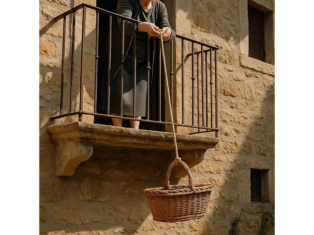 Cesta de almacenamiento de mimbre ovalada con asa tejida Laura Panaro