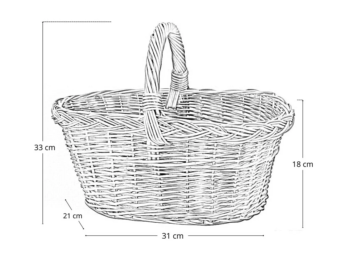 Cesta de almacenamiento de mimbre ovalada con asa tejida Laura Panaro