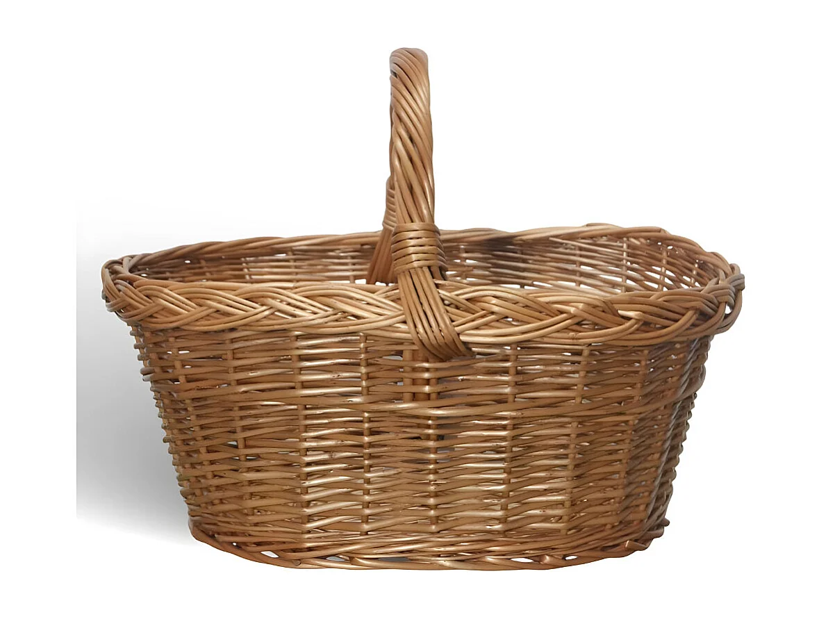 Cesta de almacenamiento de mimbre ovalada con asa tejida Laura Panaro