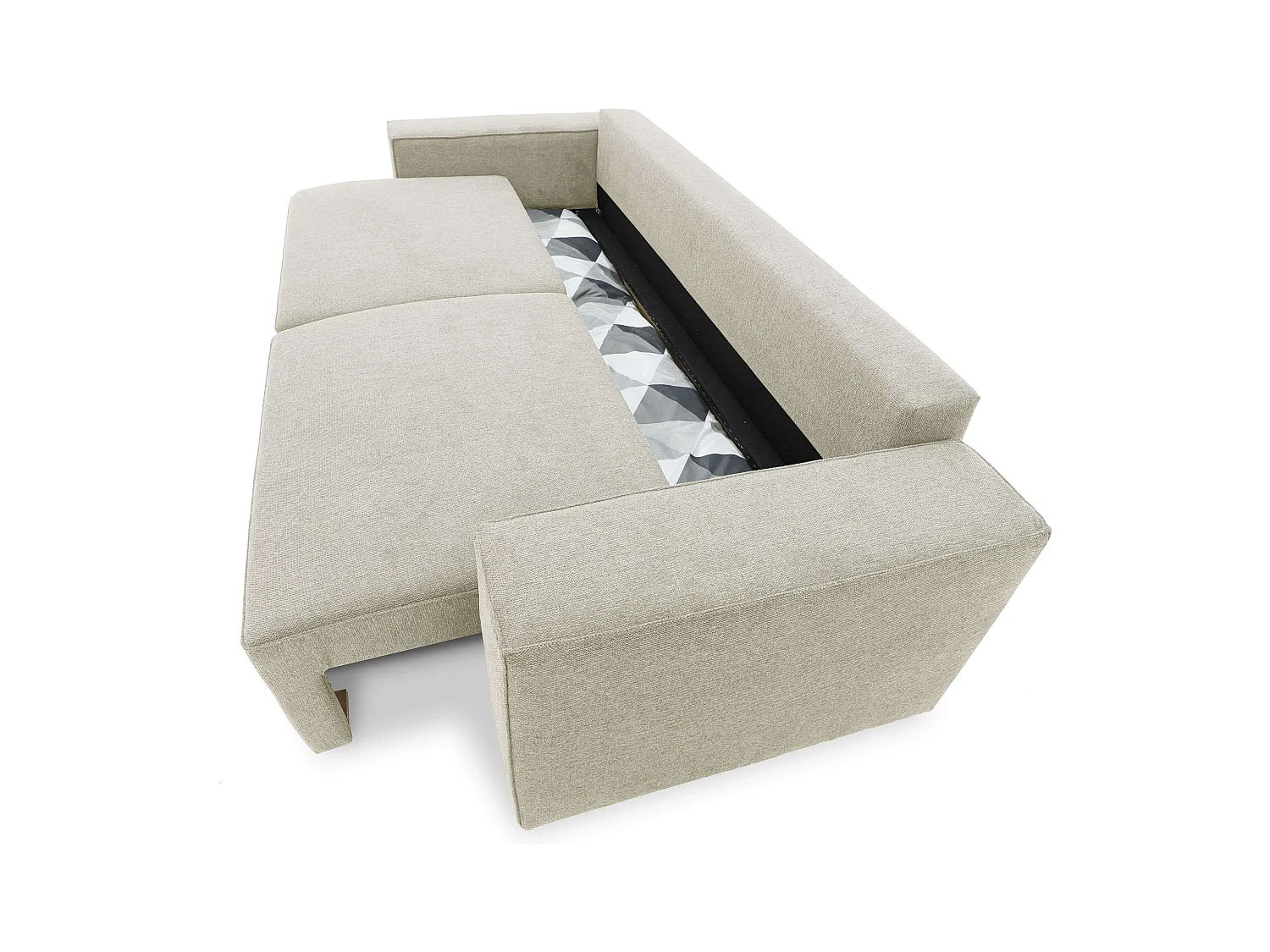 Sofá Cama Dutch, 3 Plazas con Arcón, Beige, Estilo Contemporáneo, 239 cm