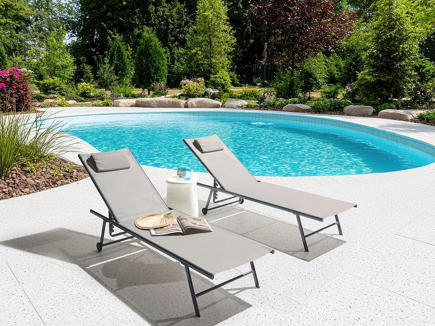 Lot de 2 transats SORONI Métal Gris clair