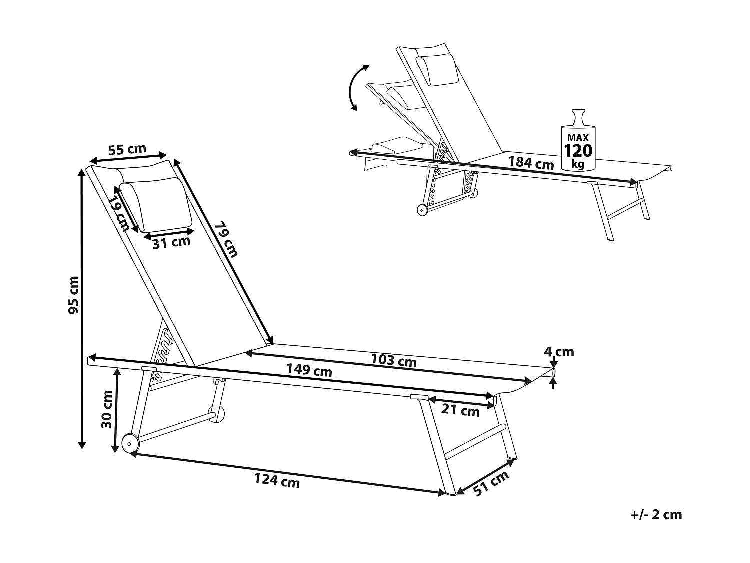 Lot de 2 transats SORONI Métal Gris clair
