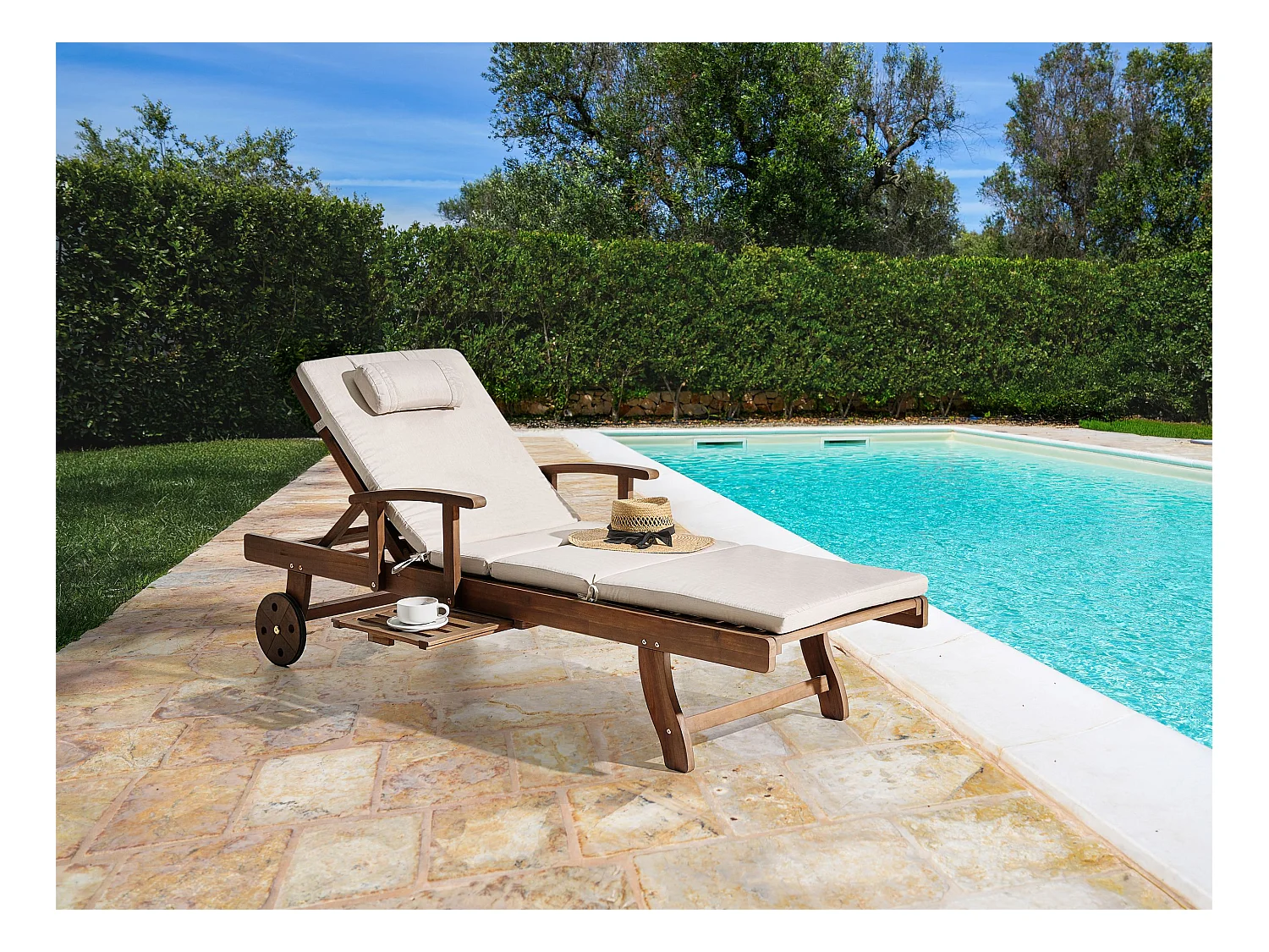 Transat avec coussin AMANTEA PREMIUM Acacia Beige clair