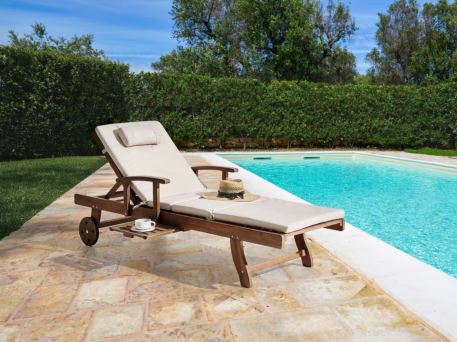 Transat avec coussin AMANTEA PREMIUM Acacia Beige clair