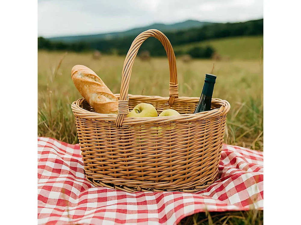 Panier de rangement ovale en osier avec poignée tressée Carla Panaro