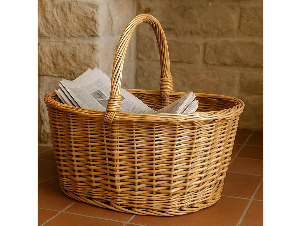 Panier de rangement ovale en osier avec poignée tressée Carla Panaro