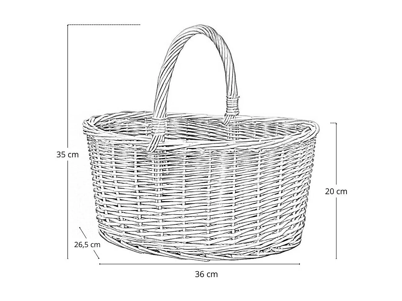 Panier de rangement ovale en osier avec poignée tressée Carla Panaro