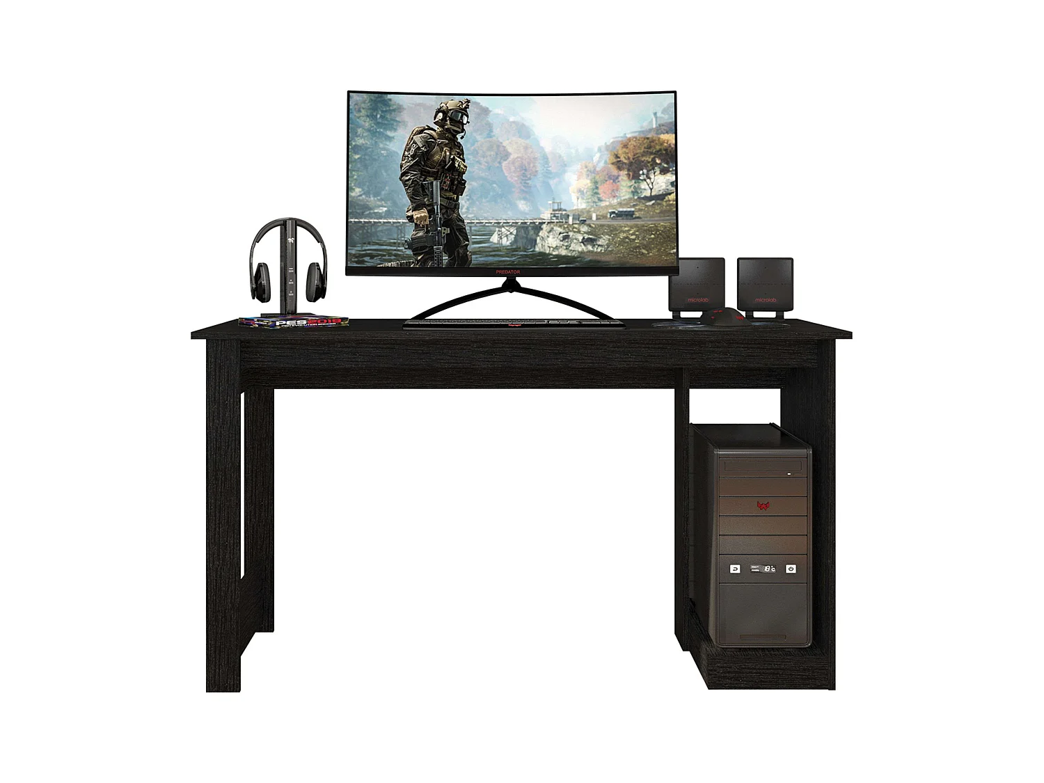 Mesa Gamer Nero Negro Estudio Oficina 136cm