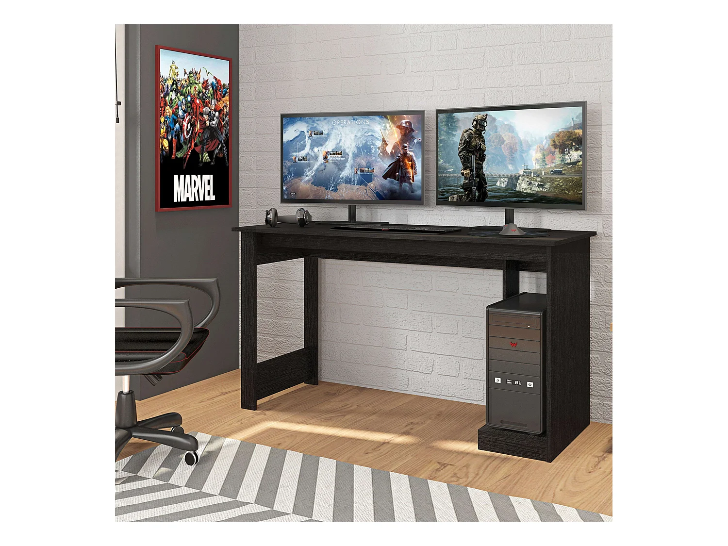 Mesa Gamer Nero Negro Estudio Oficina 136cm