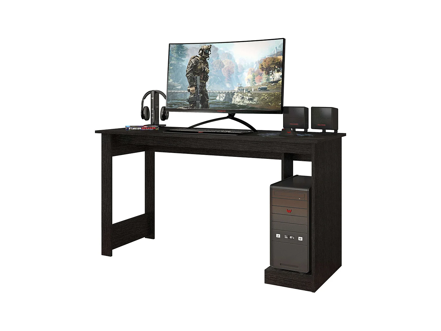 Mesa Gamer de Escritório Nero Black Study 136cm