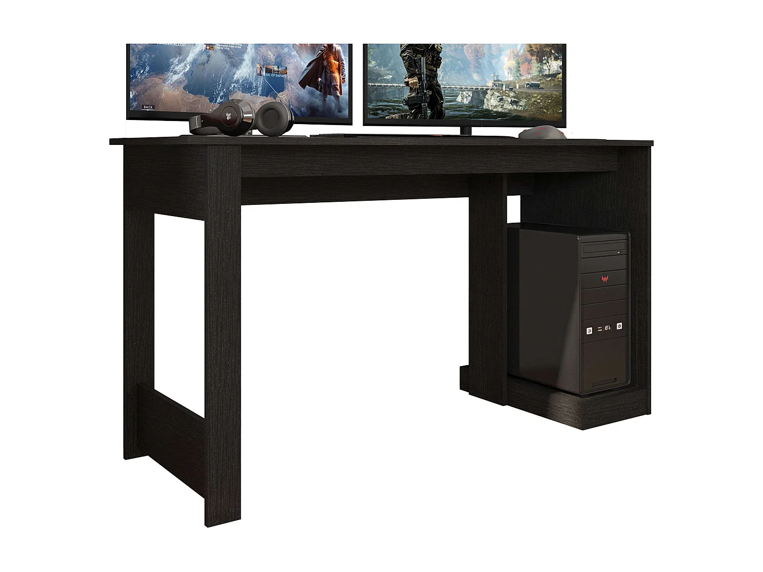 Bureau d'étude Nero noir pour gamer 136 cm