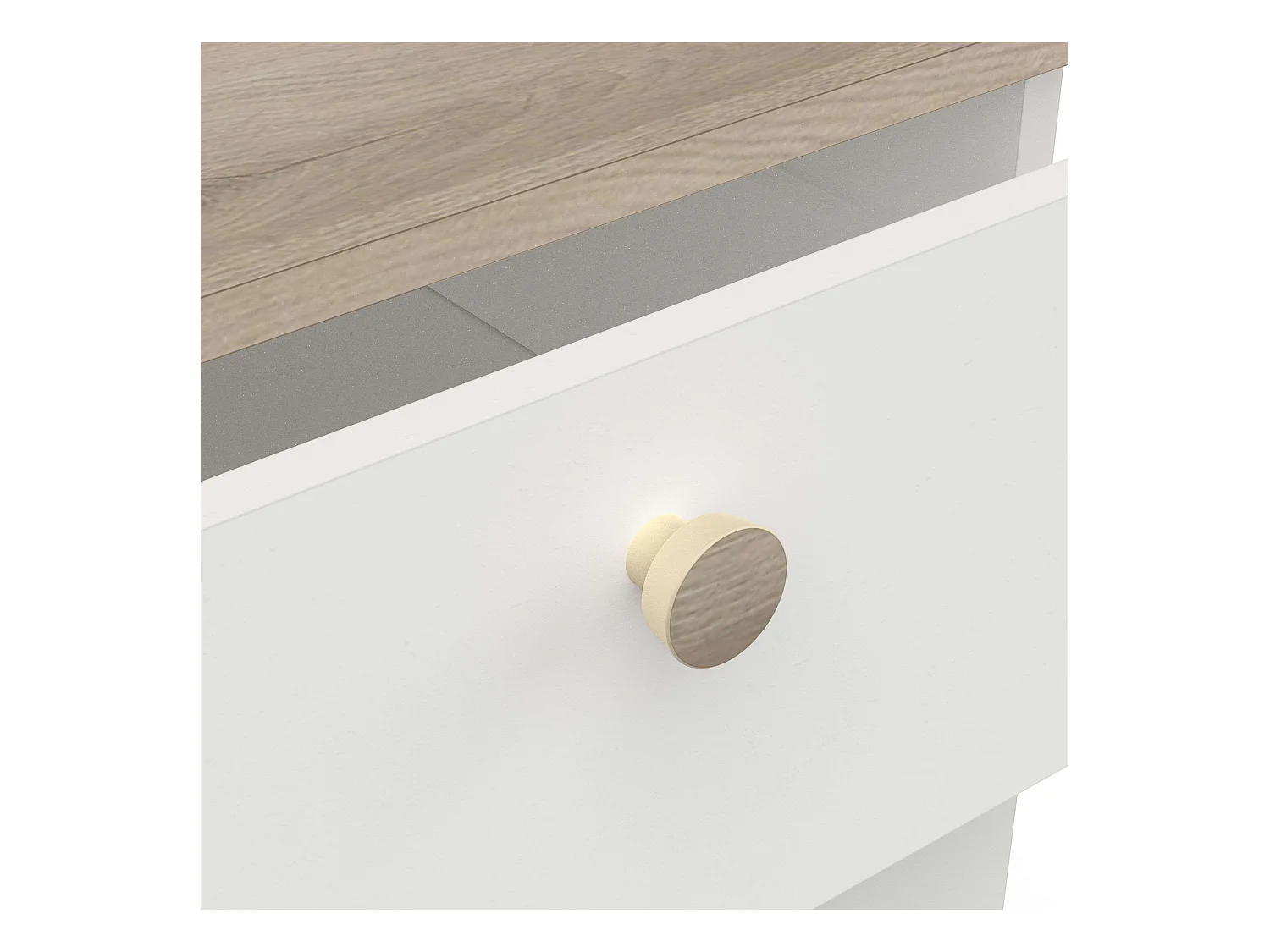 Commode 5 tiroirs Izzy, chêne Kronberg, blanc mat, 40 x 105 cm