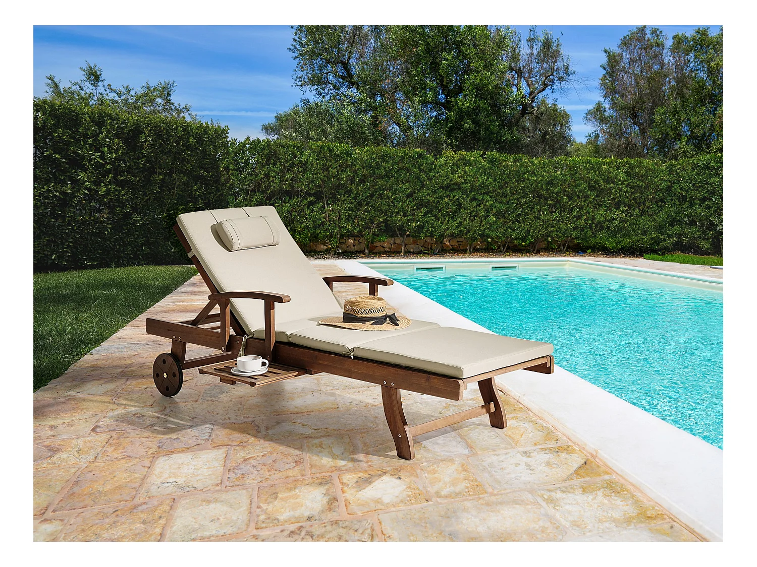 Transat avec coussin AMANTEA PREMIUM Acacia Taupe