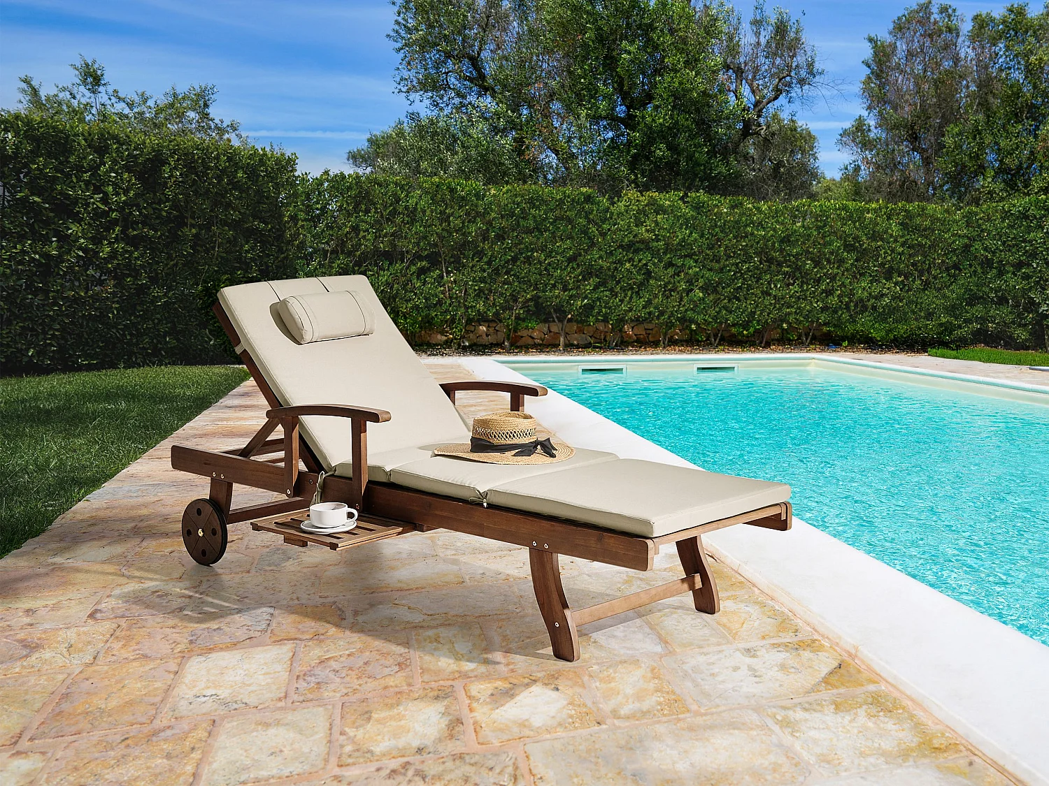 Transat avec coussin AMANTEA PREMIUM Acacia Taupe