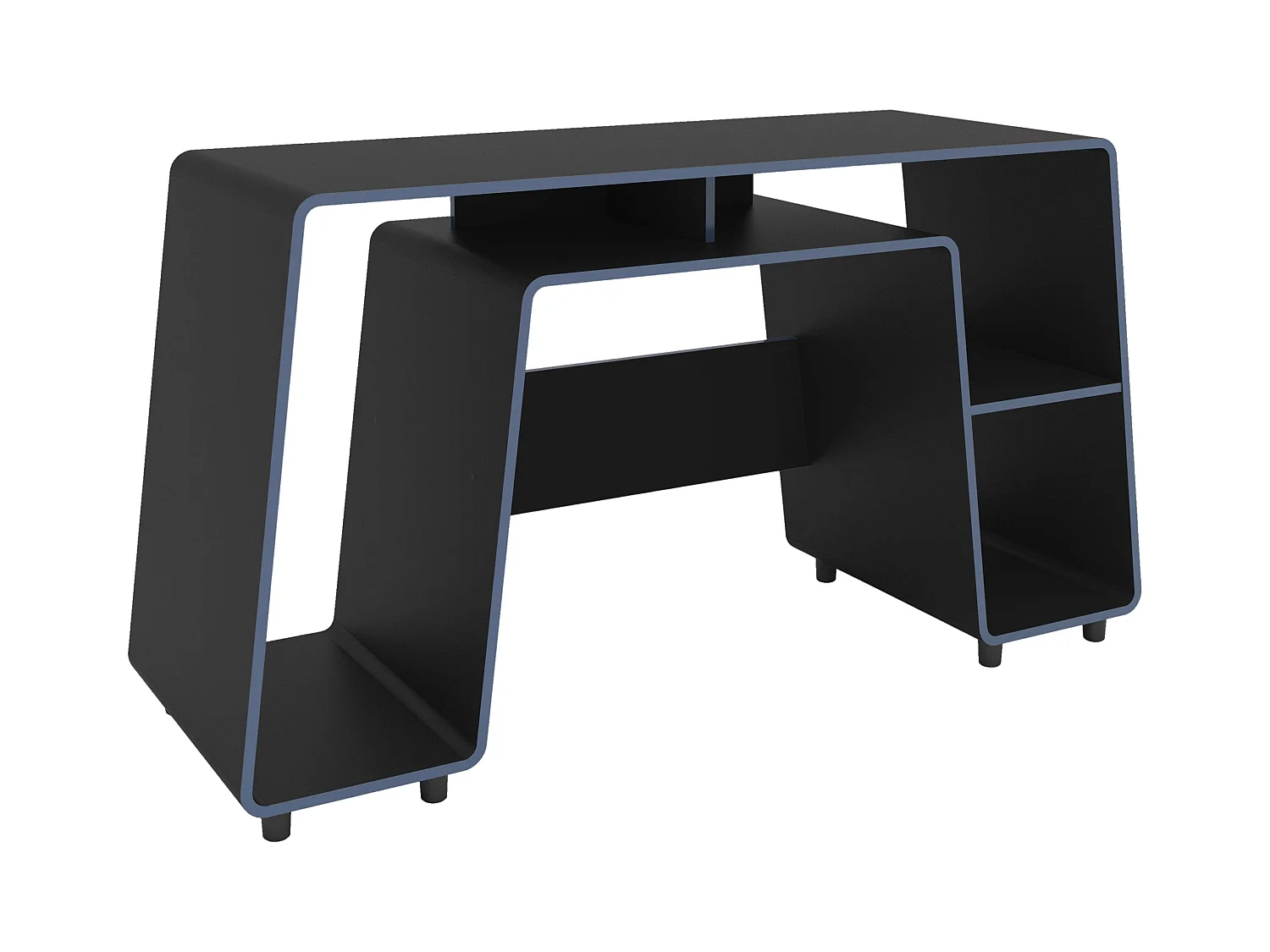 Table de jeu London noire et bleue, grand espace pour PC, tour de 150,5 cm