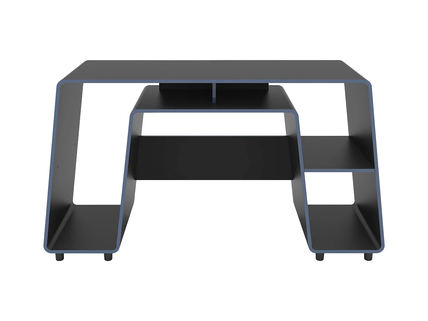 Table de jeu London noire et bleue, grand espace pour PC, tour de 150,5 cm