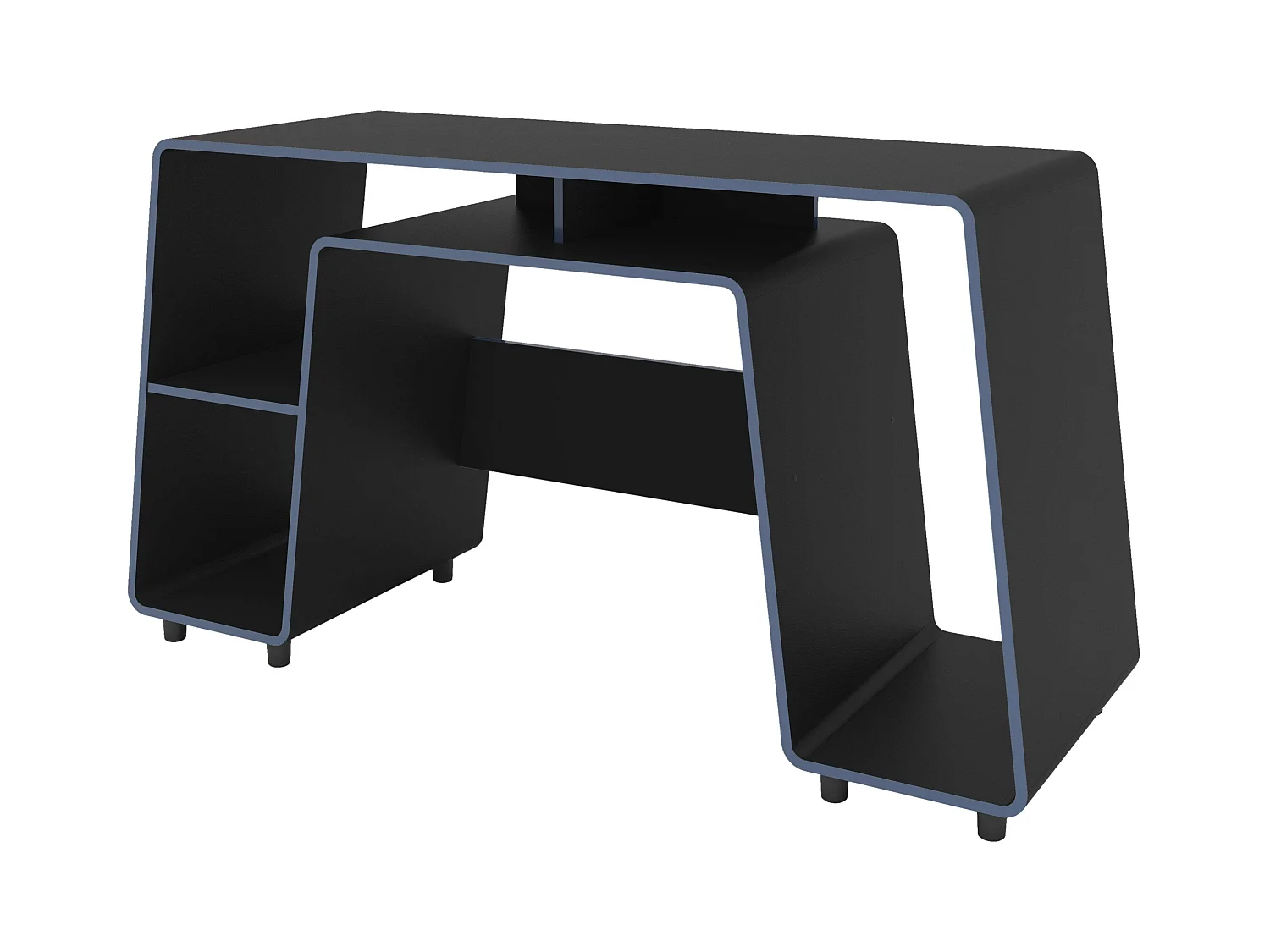Table de jeu London noire et bleue, grand espace pour PC, tour de 150,5 cm